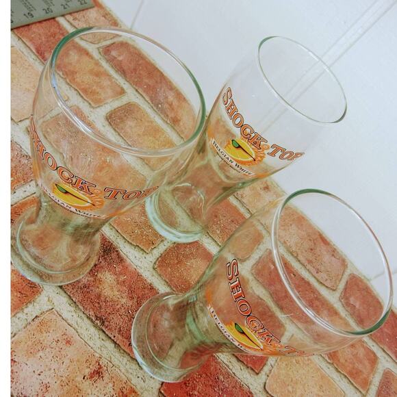 Shocktop Tall Pilsner Beer Glasses Curvy Set of 3 16oz Bar Belgian White Beer - Picture 7 of 7